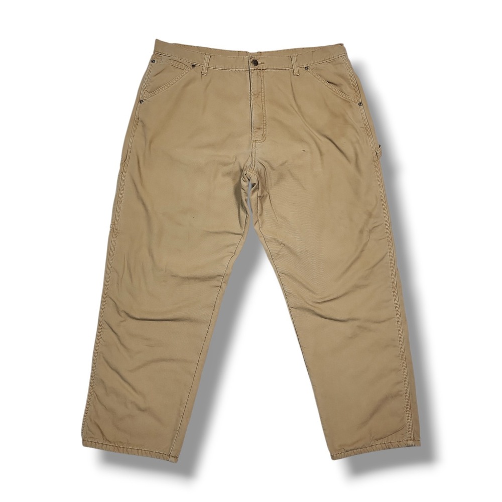 Wrangler Fleece Lined‎ Brown Canvas Carpenter Pants Men's 39x30